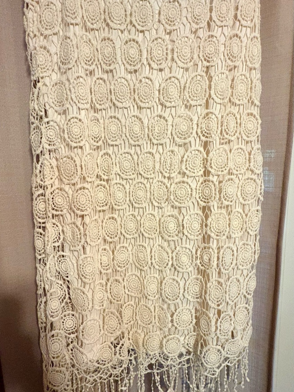Cato Women's Lined Crochet Maxi Skirt in Cream